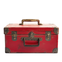 Vintage red toolbox showcasing rustic design and craftsmanship against a clean Transparent background, Vintage Red Toolbox on background png