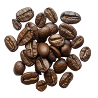 Coffee grains isolated on a Transparent background showcasing their rich color and texture, coffee grainsisolated on background png