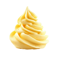 Yellow whipped cream swirl on a Transparent background perfect for desserts and pastries, whipped cream isolated on background png