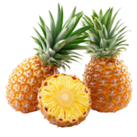 Fresh ripe pineapples on white background showcasing vibrant color and texture for culinary uses, Fresh ripe pineapples isolated on white background png