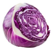 Purple cabbage showcasing vibrant color and unique texture isolated on white background for culinary use, half Purple cabbageisolated on white background png