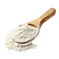 Wooden spoon filled with flour isolated on a Transparent background for cooking and baking preparations, Pile of flour in wood spoon isolated on background png