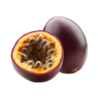 Discover the vibrant texture and color of passion fruit cut in half on a Transparent background, Passion fruit isolated on background png