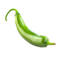 Fresh green chili pepper showcasing vibrant color and smooth surface against a blank white background, Green chili pepper isolated on white background png