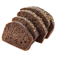 Freshly sliced dark rye bread topped with sesame and poppy seeds for nutritious snacking, Dark rye bread with poppy seeds, sesame seeds, and others Isolate on a Transparent background png