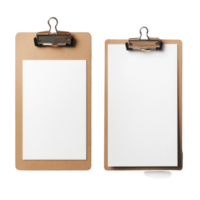Blank clipboards with and without paper sheet ready for notes and sketches on a clean surface, Empty blank clipboard with and without paper sheet on white background png