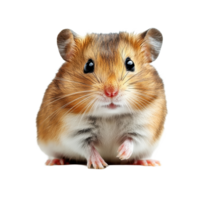Cute hamster stands calmly on a white background showcasing its soft fur and expressive features, hamster isolated on white background png