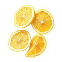 Fresh and juicy lemon slices arranged on a Transparent background for citrus delight, ripe lemon slices isolated, Fresh and Juicy Lemon, isolated on background png
