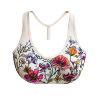 Floral design bra top with a Transparent background, perfect for summer occasions or as trendy loungewear, woman s bra top with a floral design background png