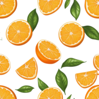 Seamless pattern featuring vibrant oranges and fresh green leaves for a lively background design, oranges and slices orange, seamless pattern background png