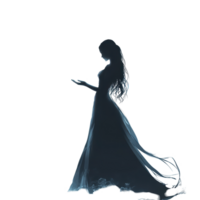 Woman in long dress holds glowing orb in front of full moon at night, woman in a long dress holding a glowing orb in front a full moon Transparent background png