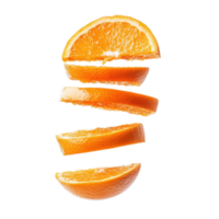 Slices of orange show vibrant color and juicy texture isolated on Transparent background, orange sliced isolated on background png