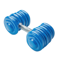Vibrant blue dumbbells resting on a table against a clean white background for fitness enthusiasts, Blue Dumbbells on Tablewhite background Background png