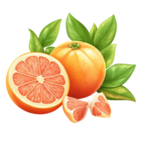 Fresh grapefruit with vibrant orange skin and juicy segments isolated on a clean white background, grapefruit citrus fruitisolated on white background png