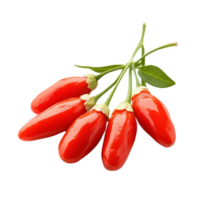 Fresh goji berries with vibrant red color isolated on white background for healthy eating ideas, Goji berries isolated on white background png