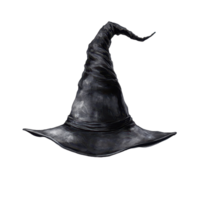 Unique black witch hat on a Transparent background showcasing a classic design perfect for Halloween celebrations, witch hat on background png