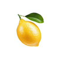 Bright yellow lemon fruit with green leaf isolated on Transparent background for culinary and decorative uses, lemon fruit isolated on background png