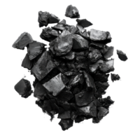 Charcoal fragments isolated on white background showcasing texture and form in detailed arrangement, charcoal isolated on white background png