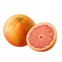 Fresh grapefruit citrus fruit cut in half showcasing juicy interior against transparent background, Grapefruit citrus fruit isolated on trransparent png