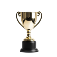 Shiny gold trophy with black base symbolizing achievement and success in competitions, shiny trophy with a black base and a gold top, Transparent background png