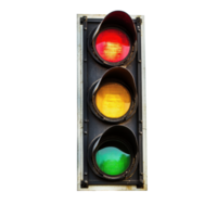 Railway traffic light with red, yellow, and green signals isolated on a Transparent background, Railway traffic light isolated on background png
