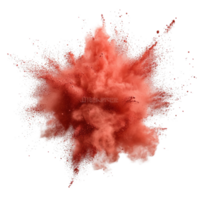 Vivid red powder explosion against a bright Transparent background showcasing dynamic motion and vibrant color, red color powder explosion isolated on background png