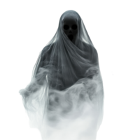 Paranormal figure shrouded in mist against a Transparent background creating an eerie atmosphere, paranormal ghost, background png