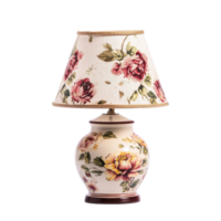 Elegant table lamp with floral print pattern isolated on white background for home decor inspiration, elegant table lamp with floral print pattern isolated on white background or white backgroud png