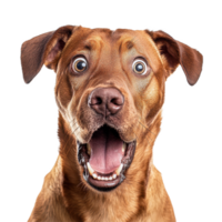 Dog displays shocked expression against a Transparent background capturing a moment of surprise and curiosity, Shocked dog Expression on background png