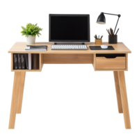 Stylish study desk with computer setup on a Transparent background ideal for creating a productive workspace, Study desk on background png