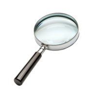 ampliação vidro com uma Preto lidar com isolado em uma transparente fundo para clareza e foco dentro vários tarefas, ampliação vidro isolado em uma fundo png