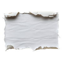 Torn white paper sheet with jagged edges lying on a clean surface, Ripped torn paper sheet png