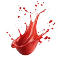 Bright red ketchup splash isolated on a transparent background with dynamic droplets around, Red ketchup splash isolated transparent or isolated on Transparent background png