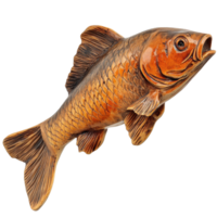 Carved Labrax fish sculpture isolated on Transparent background showcasing detailed craftsmanship, Labrax live fishisolated on background Carved fish object for advertising and decoration png