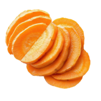 Carrot slices arranged in a neat stack isolated on a white background, carrot slicesisolated on white background png
