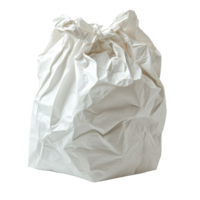 Crumpled white paper bag on a plain background showcasing texture and simplicity in design, Large White Crumpled Paper Bag, Transparent background png