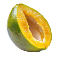 Mango yawning lime boo showcasing its vibrant flesh and smooth exterior in natural light, Mango yawning lime boo or Carissa carandas Linn,Karanda, Carunda isolated on Transparent background png
