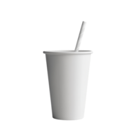 Mockup template of a paper soda cup with a straw, perfect for branding and marketing projects, Paper Soda Cup with Straw Mockup Template isolated on Transparent background png