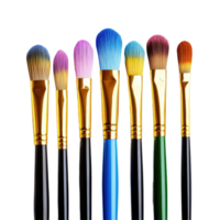Colorful paint brushes arranged in a row ready for creative projects and artistic expression, group paint brushes with different colors on them, white background png