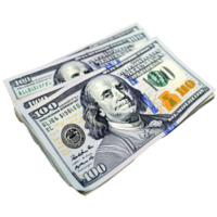 Stacks of one hundred dollar bills on a Transparent background providing a classic financial theme, one hundred dollar bills, background png