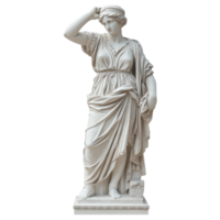 Gypsum statue of a classical figure in flowing drapery with hand on forehead, Gypsum statue statue plaster copy isolated on white and white background Ancient Greek sculpture, white background png