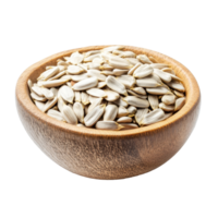 Fresh sunflower seeds in a wooden bowl on a bright background, sunflower seeds in wood bowl isolated on Transparent background png