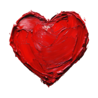 Bright red heart painted with passion on a clean Transparent background showcasing artistic expression, painted red heart isolated on background png