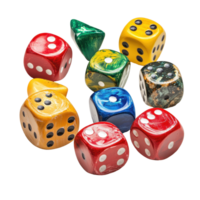 Colorful board game counters in various shapes and designs arranged on a white background for games and fun, board game counters isolated on white background png