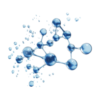 Molecule structure with water bubbles on a Transparent background highlighting scientific concepts, Molecule and water bubble background png