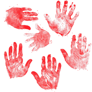 Red handprints on a Transparent background showcasing creativity and expression in art, Red Handprints isolated on background png