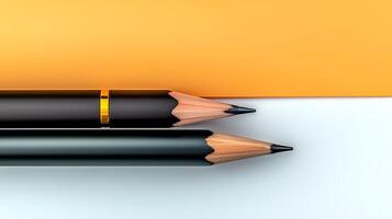 Close-up of two sharpened pencils on a contrasting background, showcasing colors and textures photo