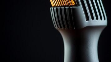 Close-up of a modern grooming tool against a dark background highlighting its design features photo