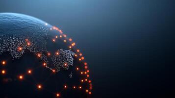 A digital globe showcasing interconnected nodes across Asia, symbolizing global connectivity and technology photo