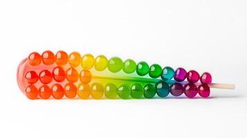 Colorful gradient arrangement of round objects on a white background, showcasing vibrant hues photo